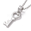 Non-Tarnish 304 Stainless Steel Heart Skeleton Key Pendant Necklace for Women STAS-E154-16P-3