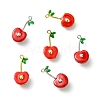 6Pcs 2 Colors Cherry Brass Enamel Pendants KK-CJ0003-18-8