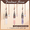 3Pcs Cone Natural Rose Quartz & Amethyst & Malaysia Jade & Cherry Quartz Glass Dowsing Pendulums PALLOY-MA00007-2