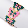 304 Stainless Steel Enamel Cuff Bangles for Women BJEW-P347-01G-A-3