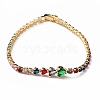 Brass Micro Pave Cubic Zirconia Chain Bracelets with Fold Over Clasps BJEW-C052-03G-2