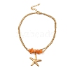 Dyed Natural Shell Chips Charms Anklet AJEW-G049-01G-2