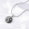 304 Stainless Steel Crystal & Jet Rhinestone Yin-yang Pendant Round Snake Chain Necklaces for Women NJEW-Z044-12P-3