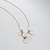Stainless Steel Heart Bib Necklace with Imitation Pearl Beaded Chains for Women TT5673-3