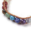 Natural Fluorite Cord Beaded Bracelets BJEW-E351-02B-4