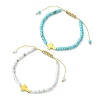 2Pcs 2 Style Natural Howlite & Synthetic Turquoise Braided Bead Bracelets Set BJEW-JB09464-02-1