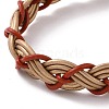 Cowhide Leather Braided Weave Cord Bracelets with Brass Clasp for Women BJEW-JB09109-5