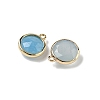 Dyed Natural White Jade Faceted Flat Round Charms G-U028-03G-10-2