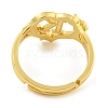 Heart with Letter & Flower Rack Plating Brass Adjustable Rings for Women RJEW-I105-05G-K-3