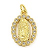 Virgin Mary Theme Rack Plating Brass Micro Pave Cubic Zirconia Pendants KK-C074-70G-03-1