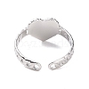 Non-Tarnish 304 Stainless Steel Heart Open Cuff Ring for Women RJEW-A005-05P-3