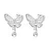 Brass Micro Pave Cubic Zirconia Stud Earring Findings CU-CBAA5EE-03P-B-1