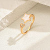 Simple Heart & Star Alloy Cubic Zirconia Open Cuff Ring for Women QF2171-1