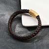 Ion Plating(IP) Braided Microfiber Leather Cord Bracelets for Men BJEW-Z081-14G-1