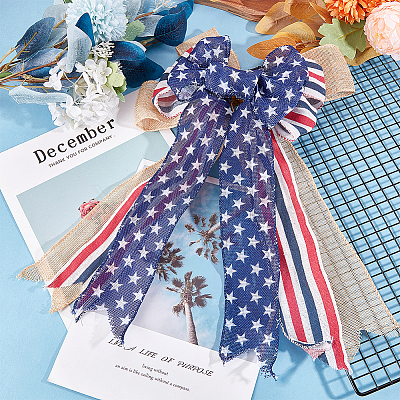 Polyester & Burlap Bowknots DIY-WH0304-570-1