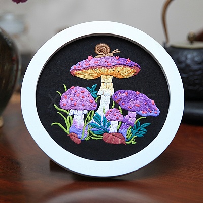 DIY Mushroom Pattern Embroidery Starter Kits DIY-L068-01A-1
