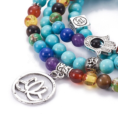 Synthetic Turquoise Wrap Bracelets BJEW-I273-B01-1