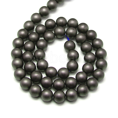 Frosted Non-magnetic Synthetic Hematite Round Bead Strands G-J344-6mm-1
