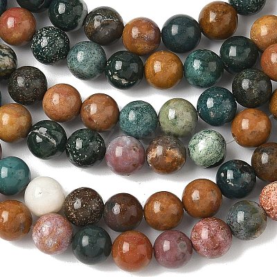 Natural Ocean Jasper Beads Strands G-F668-26-6mm-1