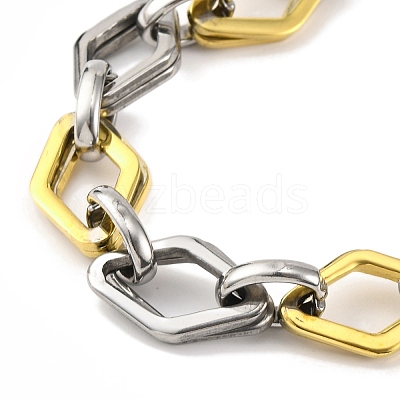 201 Stainless Steel Rhombus Links Chain Necklace NJEW-F22-39N-GP-1
