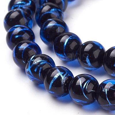 Handmade Silver Foil Lampwork Beads Strands FOIL-L016-C09-1
