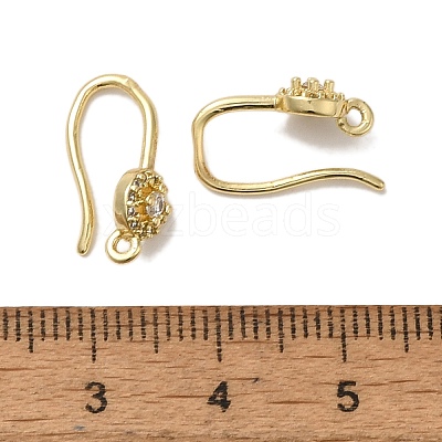 Rack Plating Brass Micro Pave Clear Cubic Zirconia Earring Hooks KK-A231-10G-1