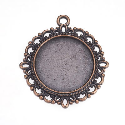 Zinc Alloy Pendant Settings for Cabochon & Rhinestone PALLOY-A15290-R-LF-1