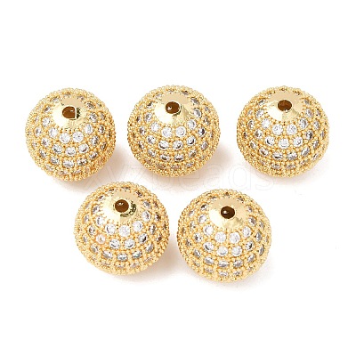 CZ Brass Micro Pave Cubic Zirconia Round Beads LS-ZIRC-L017-05G-1