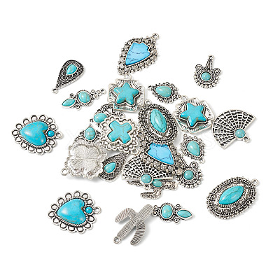 24Pcs 12 Styles Synthetic Turquoise Pendants FIND-TA0001-79-1