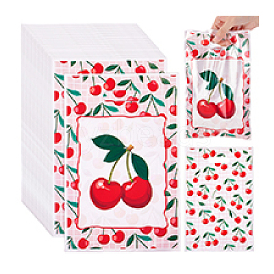 Rectangle Plastic Cherry Printed Gift Storage Bags with Hole Handles ABAG-WH0032-101-1