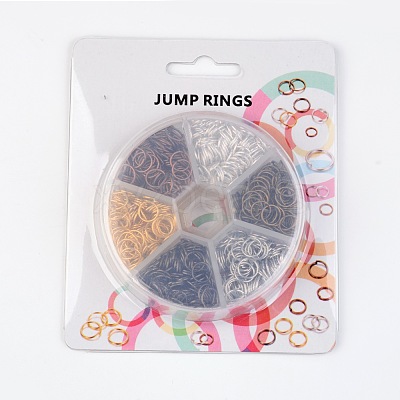 1 Box 6 Color Iron Open Jump Rings IFIN-JP0012-8mm-1