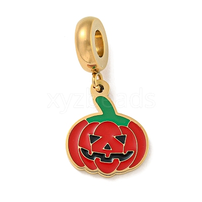 Ion Plating(IP) 304 Stainless Steel Red Enamel European Dangle Charms STAS-U005-38G-1