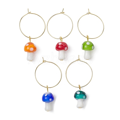 Mushroom Shape Charms Pendant Lampwork Glass Beads Jewelry Making Bracelet  Set