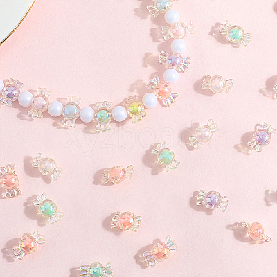 300Pcs 6 Colors Transparent Acrylic Beads TACR-PA0001-01-1