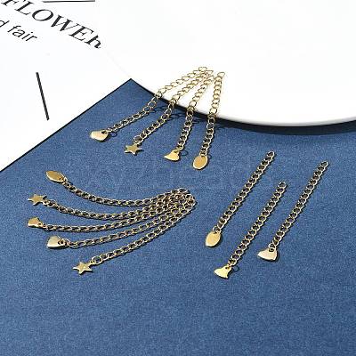 12Pcs 4 Styles 304 Stainless Steel Chain Extender FIND-FS0002-96A-1
