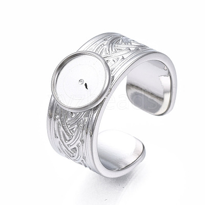 Non-Tarnish 304 Stainless Steel Open Cuff Finger Ring Cabochon Settings STAS-T060-05P-1