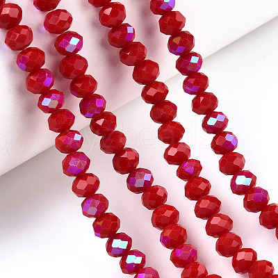 Electroplate Opaque Solid Color Glass Beads Strands EGLA-A034-P4mm-L21-1