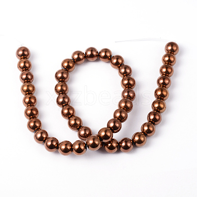 Non-Magnetic Synthetic Hematite Beads Strands G-G091-8mm-1