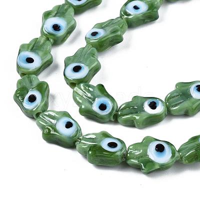 Handmade Evil Eye Lampwork Beads Strands LAMP-WH0006-06A-1