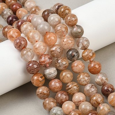 Natural Multilayer Lodolite Quartz Beads Strands G-Z133-A02-10mm-02-1