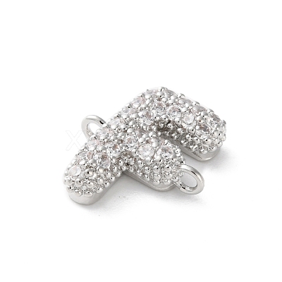 Brass Micro Pave Cubic Zirconia Letter Links KK-I717-04F-P-1