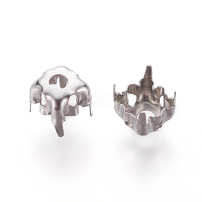 Square Brass Sew on Prong Settings KK-O084-05-6x6mm-1