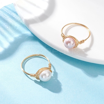2Pcs Shell Pearl Finger Rings RJEW-JR00946-1