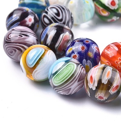 Round Handmade Millefiori Glass Beads Strands LK-R004-99-1