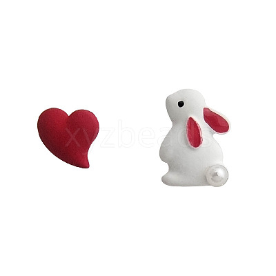 Rabbit with Heart Alloy Enamel Stud Earrings FS-WG4A98E-01-1