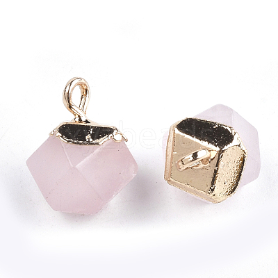 Electroplate Natural Rose Quartz Charms X-G-S344-08H-1