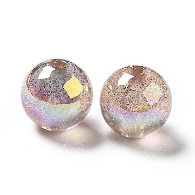 UV Plating Transparent Rainbow Iridescent Acrylic Beads OACR-D010-01B-1