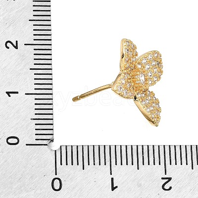 Brass Micro Pave Cubic Zirconia Stud Earring Findings with Loops CU-CBA1682-05G-1
