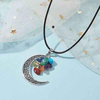 Tibetan Style Alloy Moon Pendant Necklace NJEW-JN04610-1