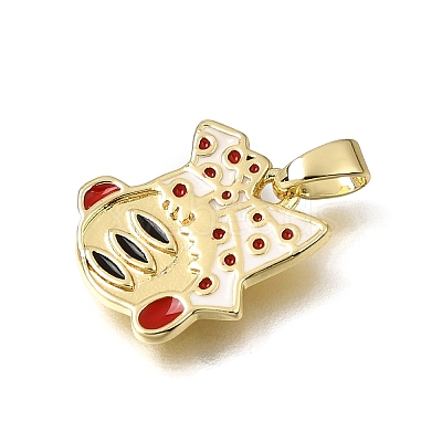 Brass with Red Enamel Charms KK-CBAA632-29G-1